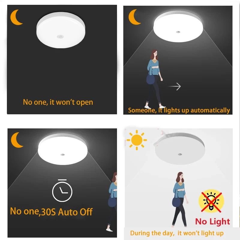 Motion Sensor LED Ceiling Lights Aisle PIR Induction Night Lamp AC85-265V Ceiling Lamp Smart Home Lighting for Hallway Corridor