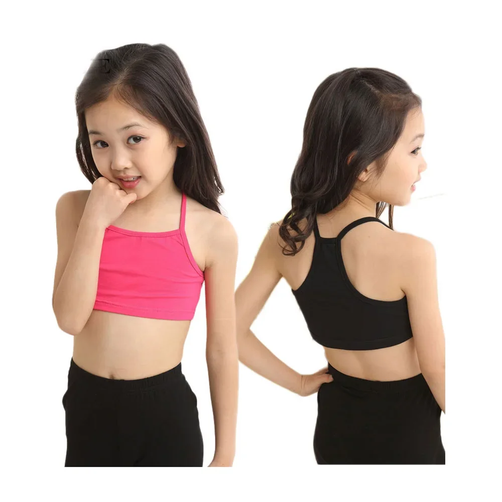 Kids Girls Cotton Crop Top Ribbed Bra Vest Spaghetti Straps Solid Color  Basic Camisole Underwear Casual Gym Fitness Sportwear - AliExpress