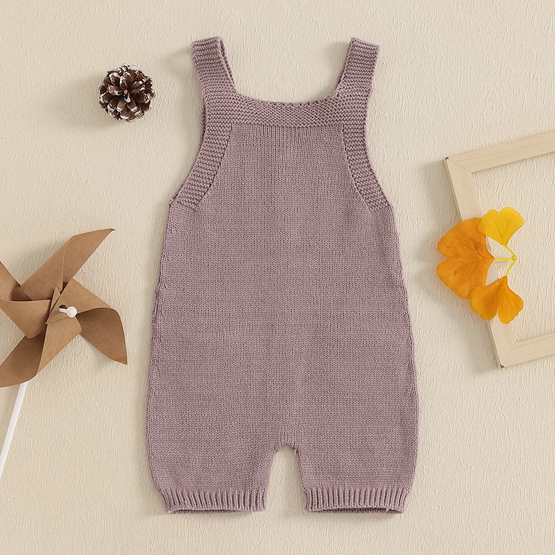 Baby Girl Summer Romper Sleeveless Front Pocket Solid Color Jumpsuit Infant Overalls Outfit 4