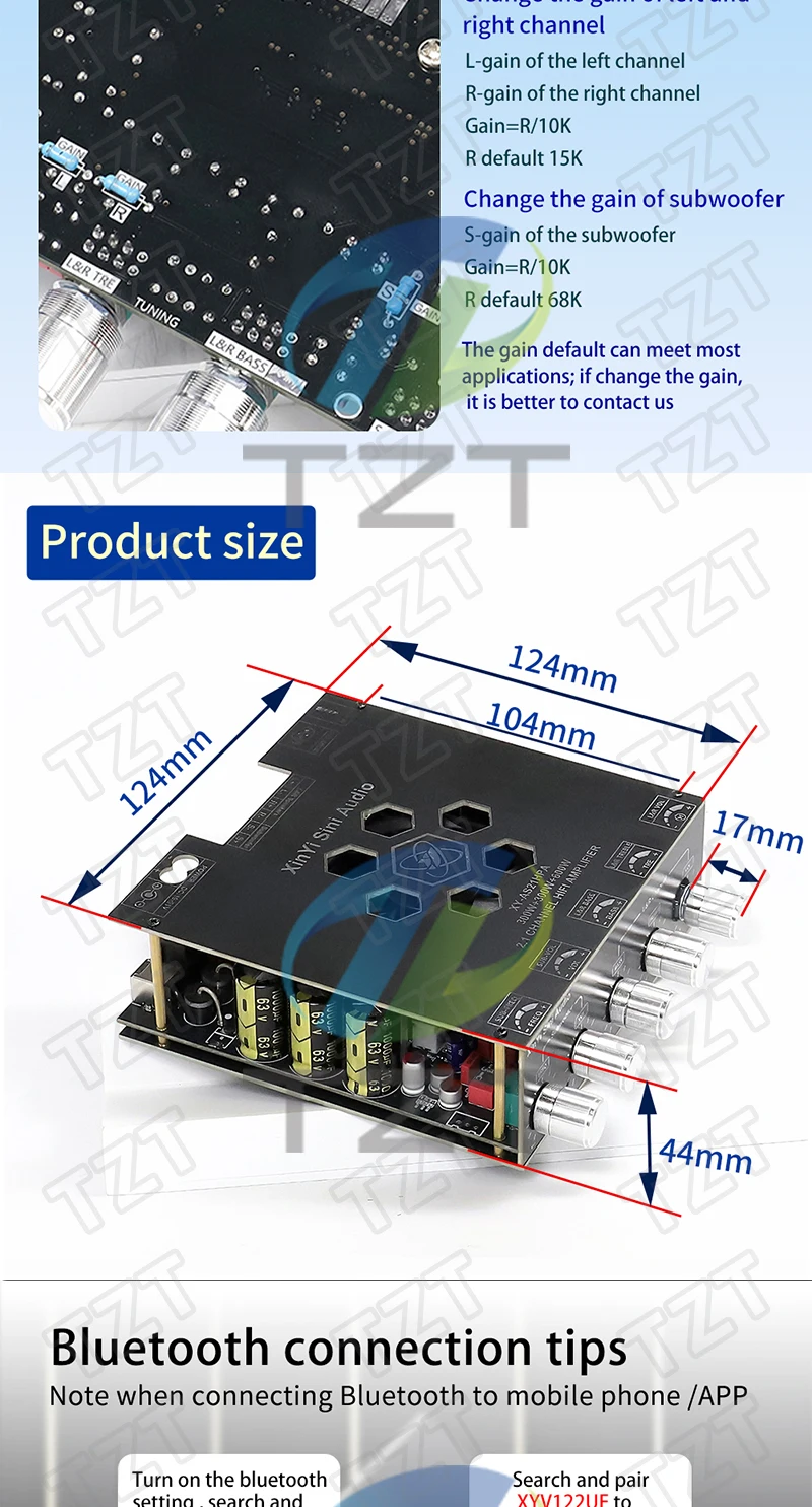 XY-AS21HPA Bluetooth High-Power Digital Verstärker Bord 2,1 Kanal Subwoofer 300 W * 2 + 600 W Dual TPA3255 Amplificador – Detail 4
