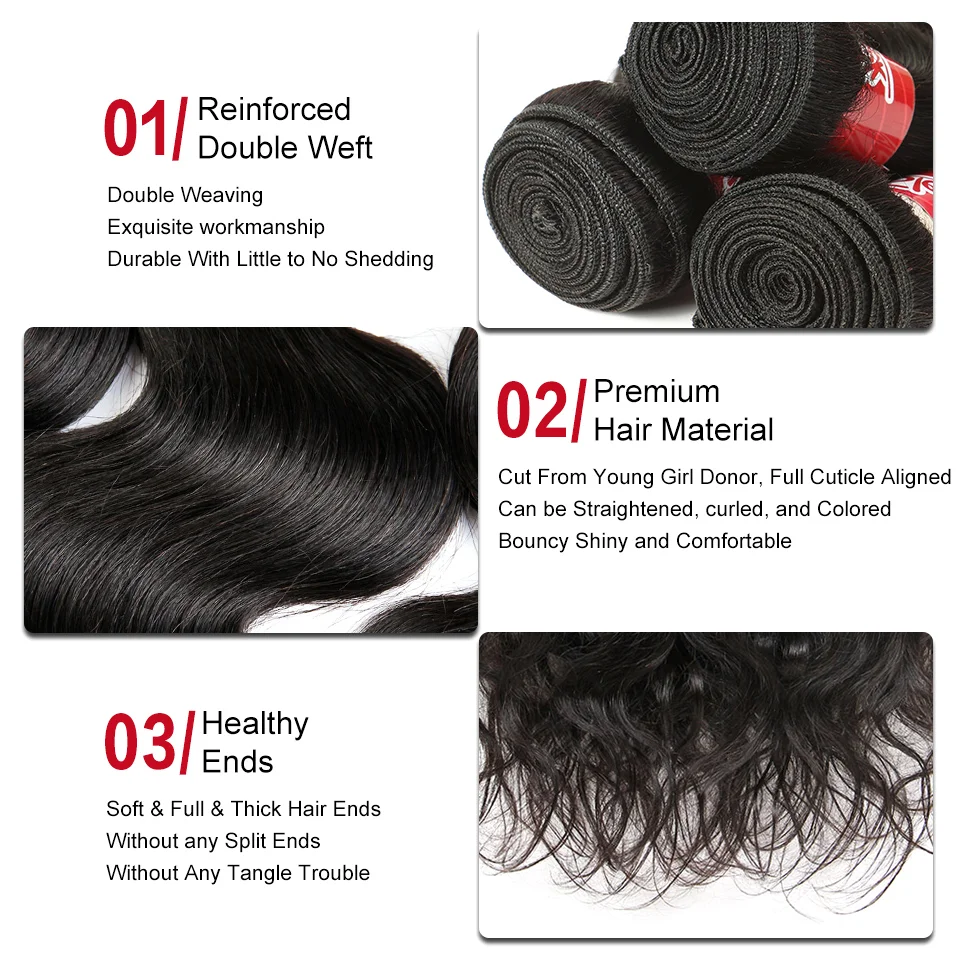 10A Remy Brazilian Body Bundles 1/3 Bundles Human Hair Deal 100% Human Hair Extensions Weaves human hair extensions human hair bundles