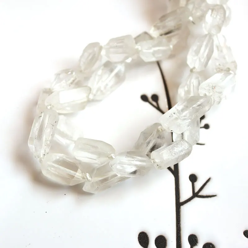 Clear Quartz Natural Stone Beads Column Natural 15