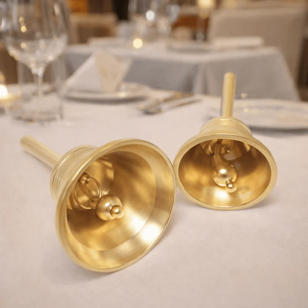 Vintage Solid Brass Hand Bell with Crisp Sound and Polished Finish