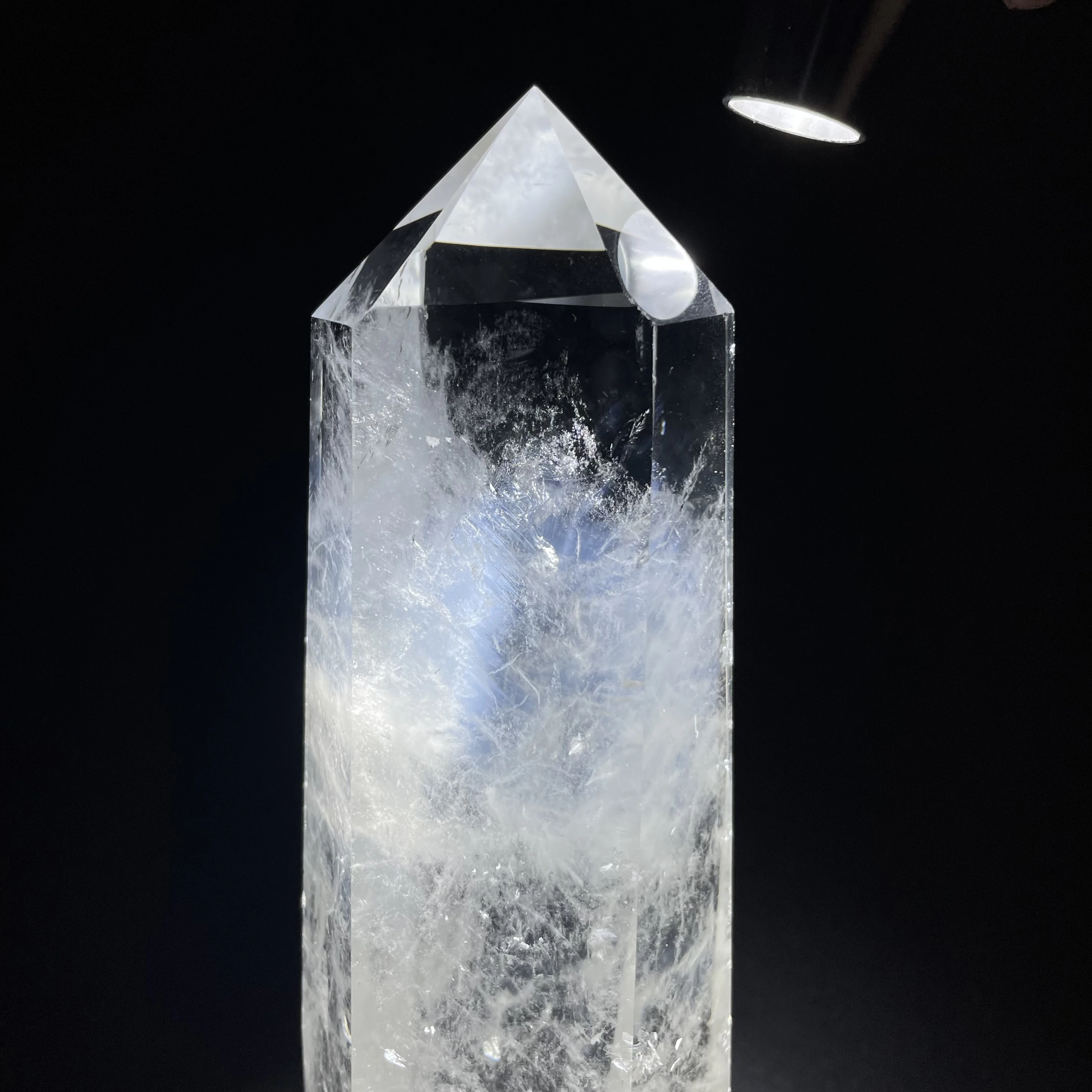 

821g Natural Crystal Blue Needle Clear Quartz Tower Polished Wand Point Healing Gift Reiki Obelisk Feng Shui Decor Y3044