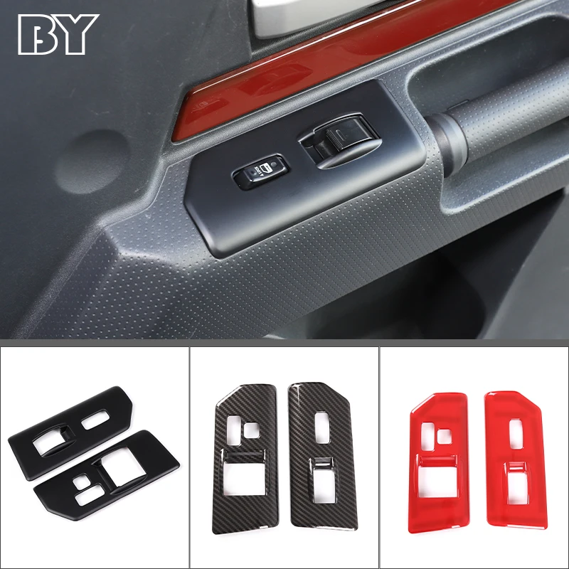 

ABS Carbon Fiber/Matte Black Car Window Lift Button Frame Trim Sticker For Toyota FJ Cruiser 2007-2021 LHD Auto Accessories