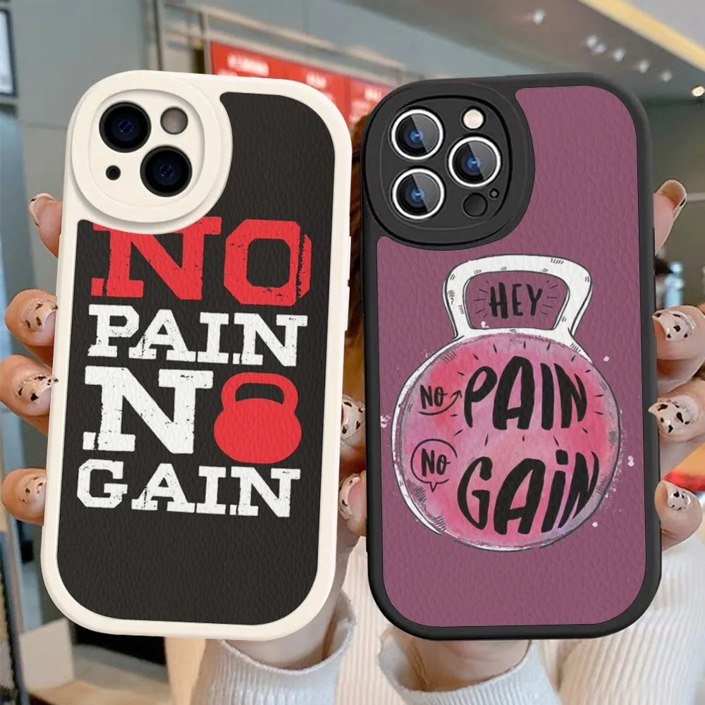 No Pain No Gain Gym Fitness Phone Case In Pelle Dura Per Iphone 14 13 12 Mini 11 14 Pro Max Xs X Xr 7 8 Plus Fundas