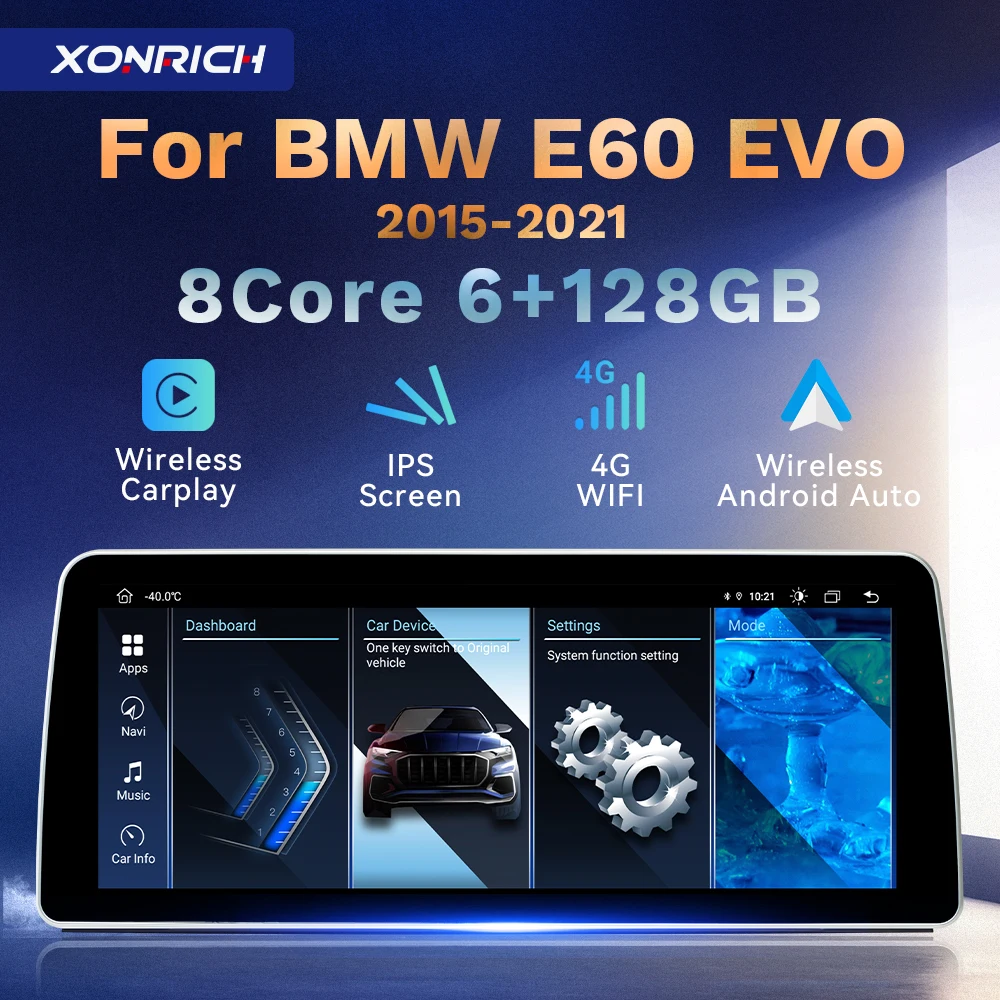 Wireless Carplay Android Auto Autoradio Per Bmw Serie 3/5 E90 E60(2015-2021) Originale Evo Multimedia 8Core 6 + 128 Stereo 4G Wifi