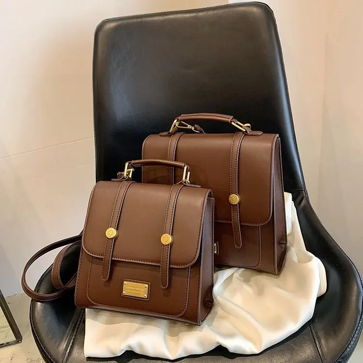 

Women PU Shoulders Backpack Korean Fashion Simple College Students School Backpack Handbag Crossbody Bag Mini Backpack