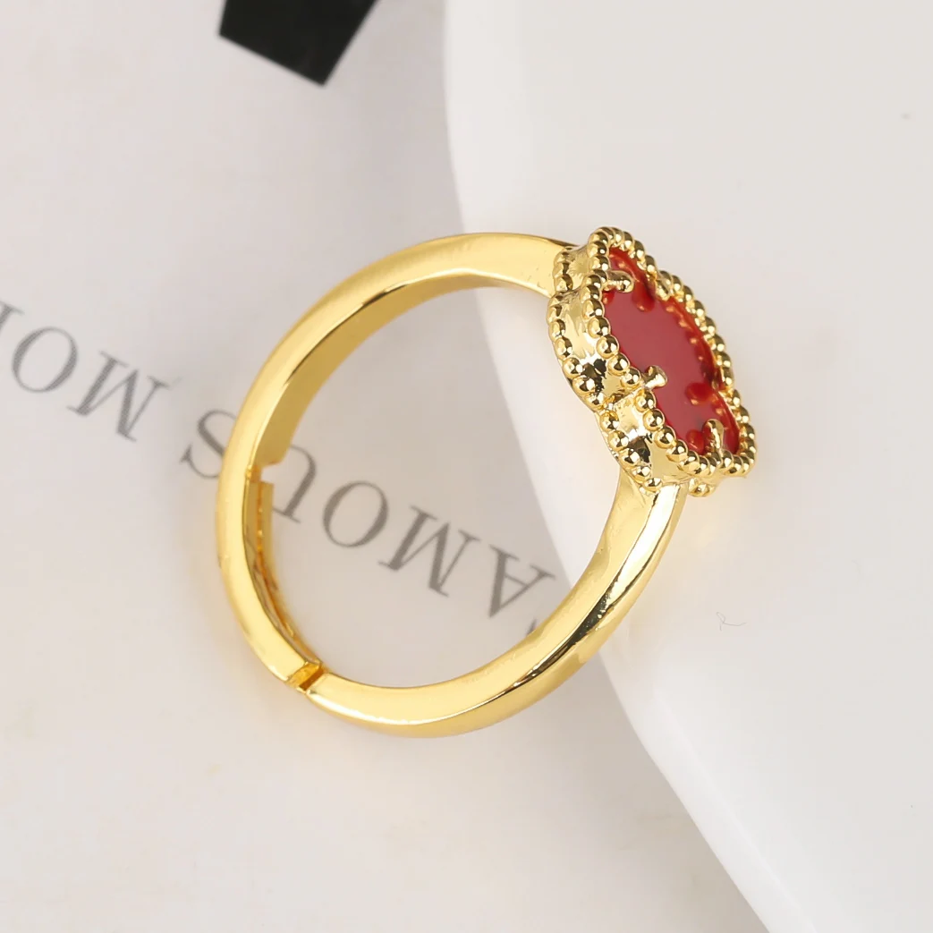 9-Color Minimalist Shell Natural Stone Plant Flower Ring With Adjustable Opening For Women's Luxurious Temperament natural stone ring
