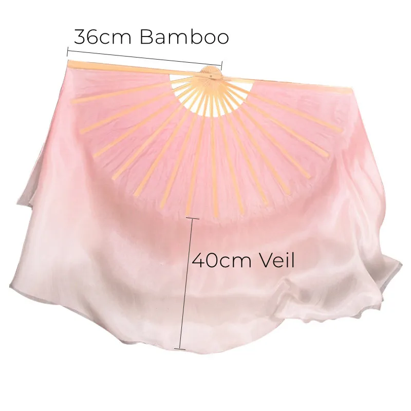Magic Half Circle Double Fan Veils Silk Women Folk Dance Veil Pair(1L+1R) Two Layers Hand Dye