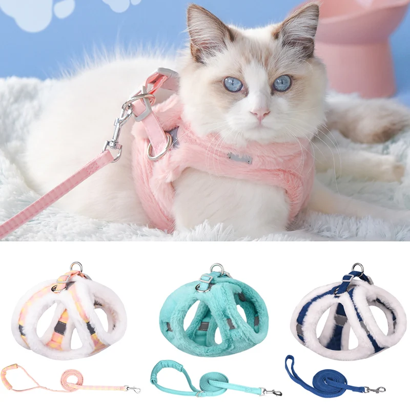 Luxury Upgrade Cat Puppy Harness and Leash Sets Winter Warm Pet ...