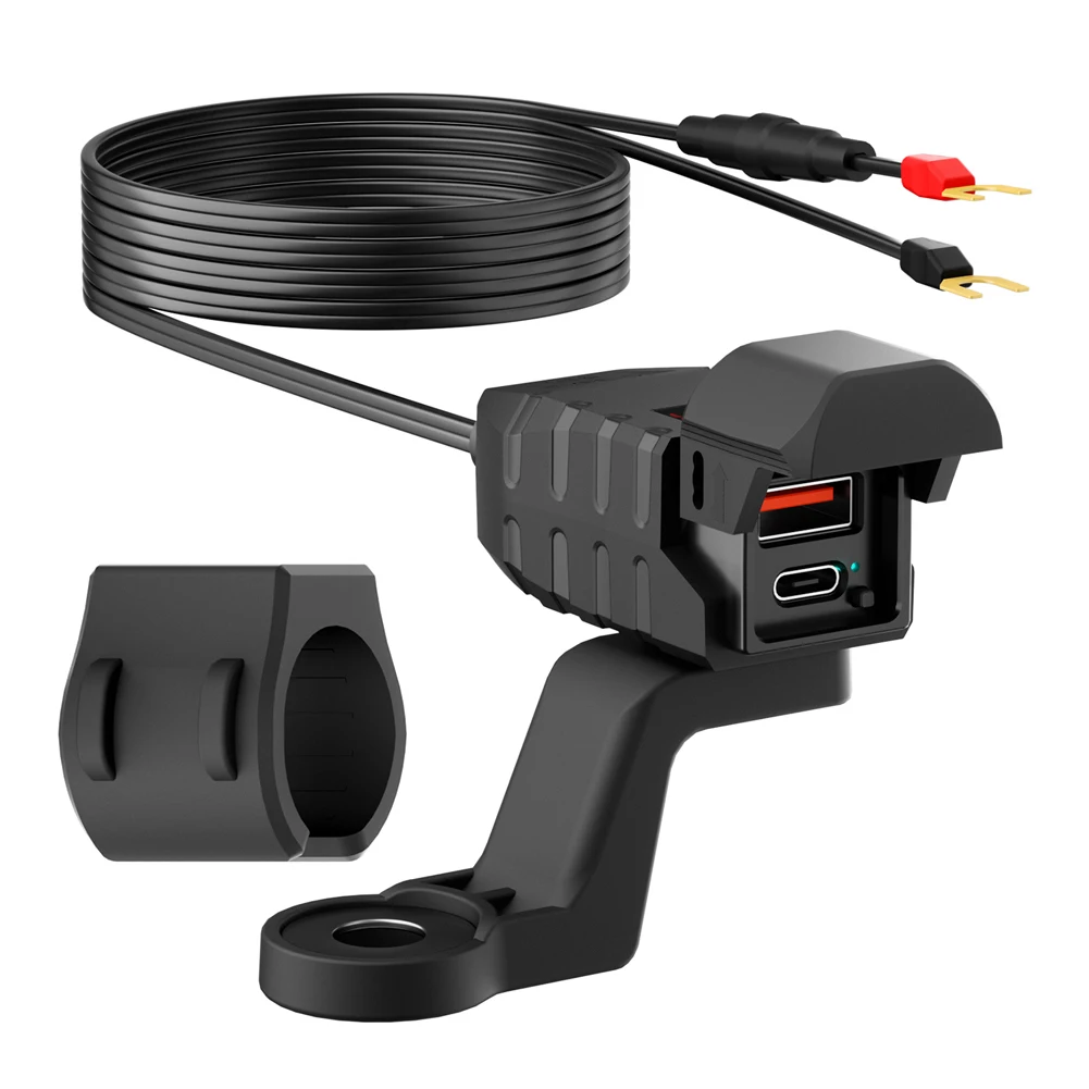 PD QC3.0 Handlebar Quick Charger Adapter 12V Motorcycle Phone Charger Waterproof Motorcycle Accessories for Phone Tablet GPS Etc