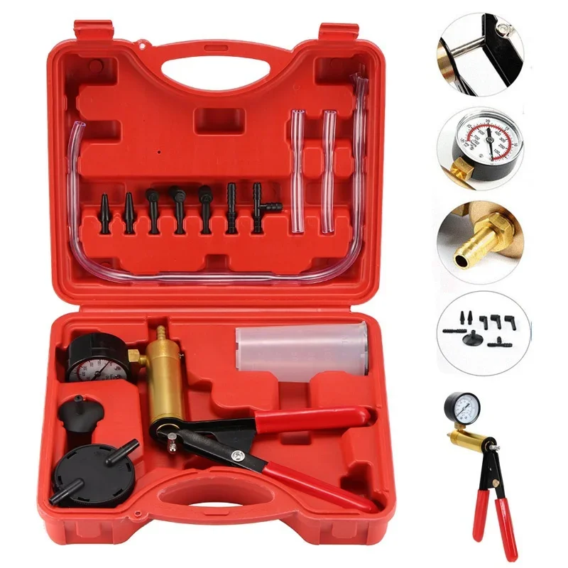 

Auto Car Brake Bleeder Kit Hand Vacuum Pump Brake Fluid Bleeder Kit with Pressure Gauge