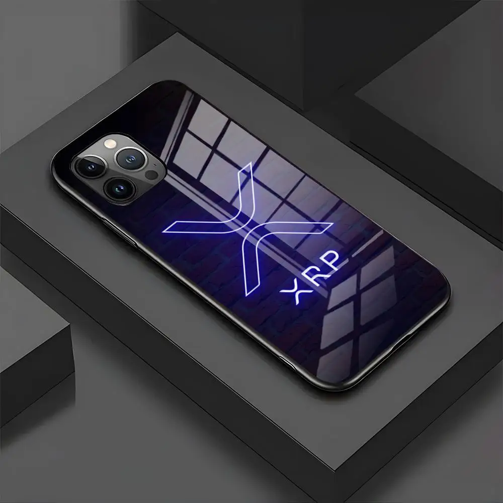 MINISO-Xrp 리플 암호화 전화 케이스 IPhone 15 Pro 16 15 14 13 12 11 Mini X XS XR Max 6  8 Plus SE 2024 유리 디자인 코브-Freehip.co.kr