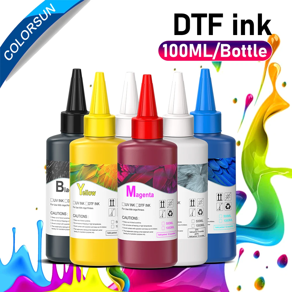 Colorsun DTF PET Film Transfer Ink Kit, DTF Direct Transfer Film Printer All Printer 100ml L805 L1800 R1390 R2000