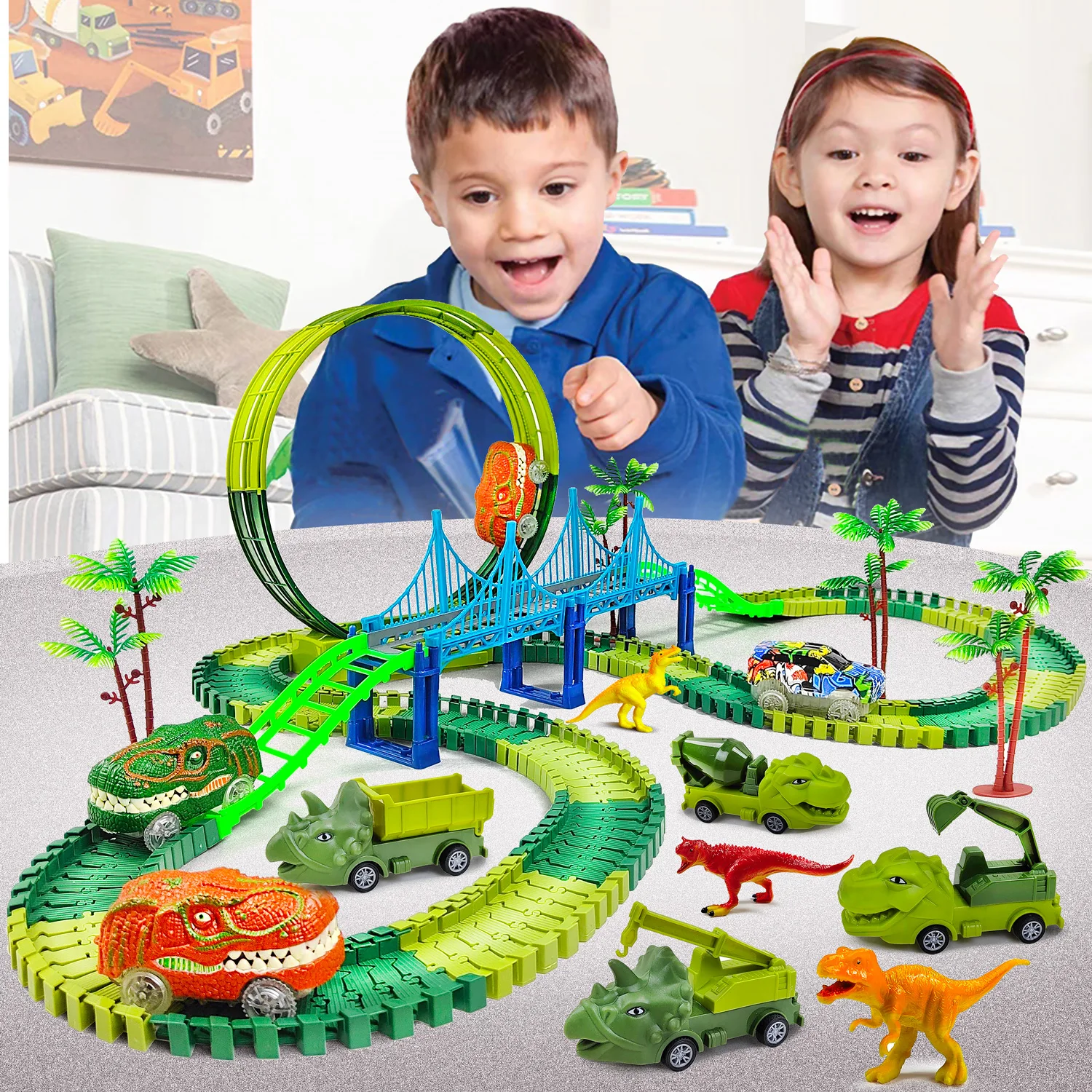 Children Electric Magic Climbing Dinosaur Track Toy Engineering Car Kids Track Car Train Toys Children Birthday Gift electric dinosaur toy mini car toy rail racing track toy electronic climbing stairs track toy electric dinosaur car toy