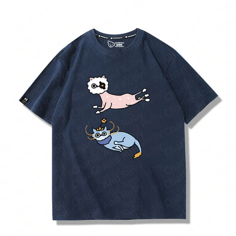 Heroes Lol League Game Cotton Round Neck Short Sleeve T-Shirt Rengar Poodle Cartoon Men's And Women's Summer Clothes Trend