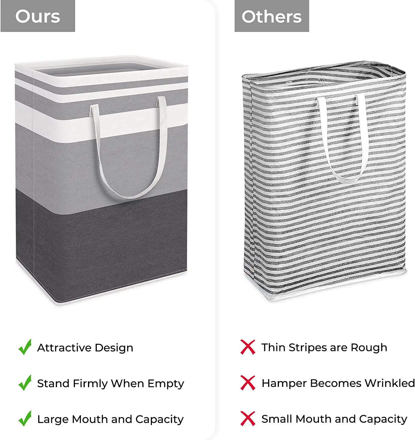 Large Laundry Basket Freestanding Laundry Hamper Collapsible Clothes Hamper with Handles for Clothes Toys Home Storage Basket