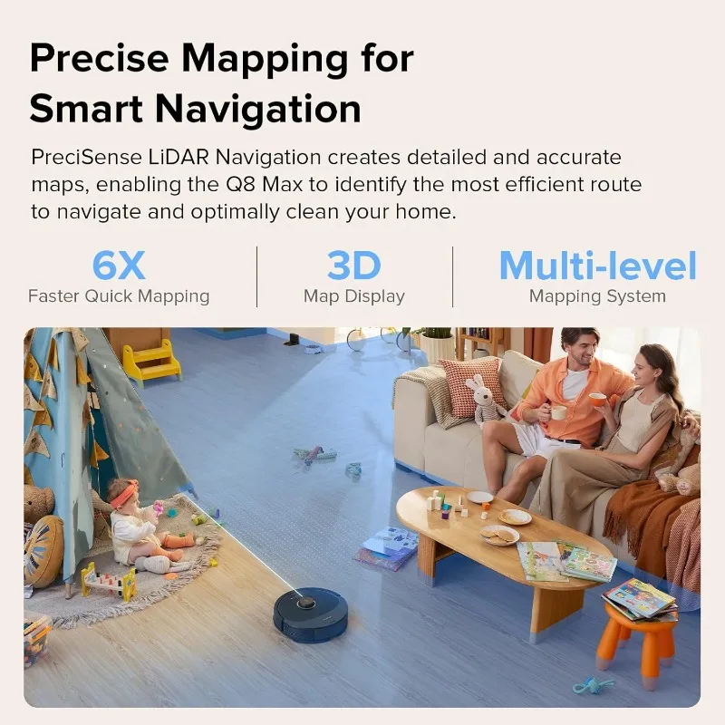 roborock Q8 Max Robot Vacuum and Mop Cleaner, DuoRoller Brush, 5500Pa Strong Suction, Lidar Navigation, Obstacle Avoidance