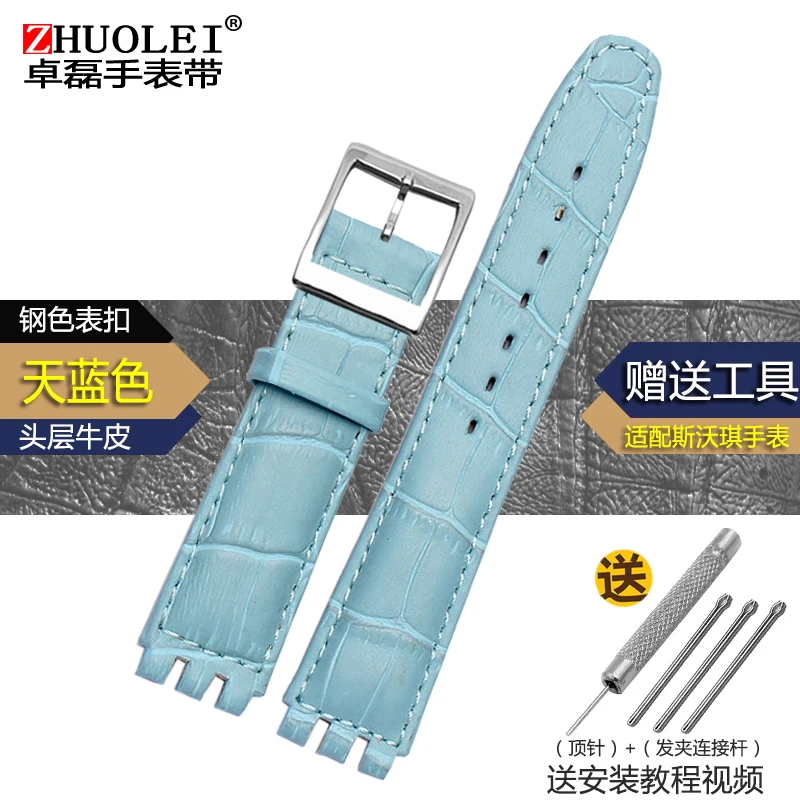 Genuine Leather Watch Strap with Steel Buckle in Multiple Colors