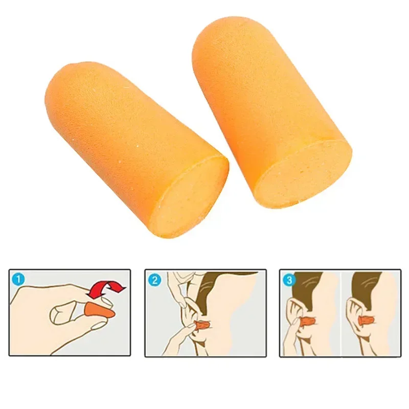 MOONBIFFY 10Pairs Soft Orange Foam Ear Plugs Tapered Travel Sleep Noise Prevention Earplugs Noise Reduction for Travel Sleeping