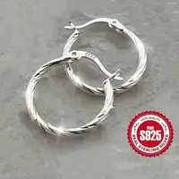 Hypoallergenic Silver Stud Earrings for Women - Lightweight Twisted Circle Design, Comfortable Mother's Day Gift Idea - Image 6