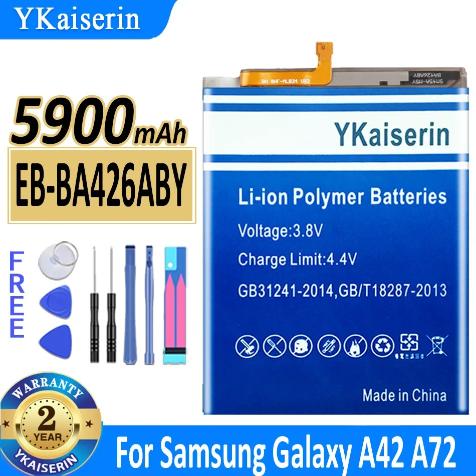 

YKaiserin 5900mAh EB-BA426ABY Phone Battery For Samsung Galaxy A32 A42 A72 5G SM-A326B SM-A426B SM-A726B Batteria + Tools