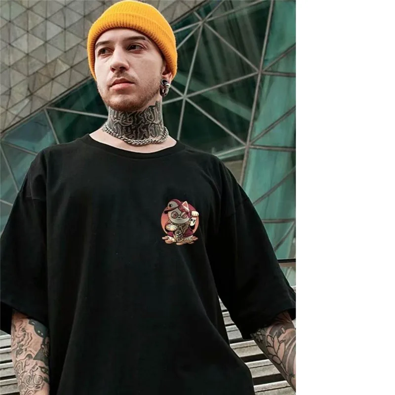 Oversize Trendy Brand Loose American Short Five Quarter Sleeved Large T-shirt Plus Fat Men's Summer_voghion.com