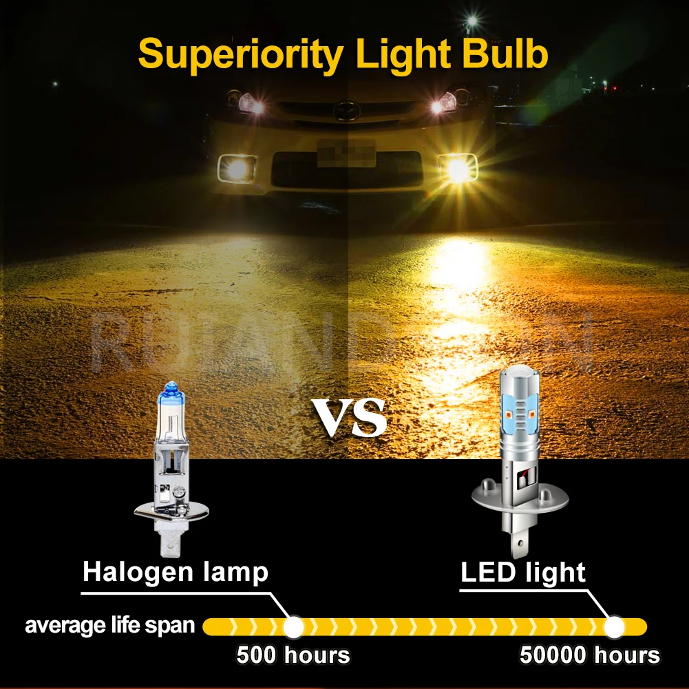 H1 LED 플래시 스트로브 안개등 전구 30W 12-24V 범용 자동차 트럭 호박색 360도 발광 안개등 DRL 헤드라이트 전조등 2개
