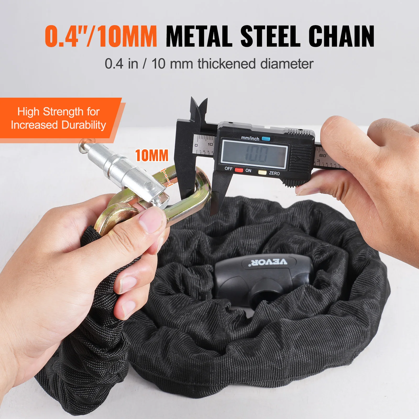 VEVOR 85/100/120/180cm Heavy Duty Anti-Theft High Security Chain Lock With 3 Keys For Bike Motorcycle Scooter Door Fence or Gate
