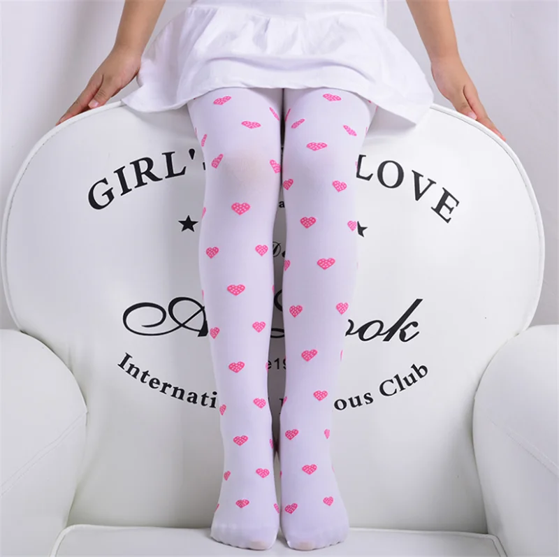 Baby Tights Kids Girls Sweet Elastic Waist Heart Pattern Pantyhose Girl Stocking sports socks kids socks kids pantyhose ballet tights solid color pantyhose toddler tights kids leggings
