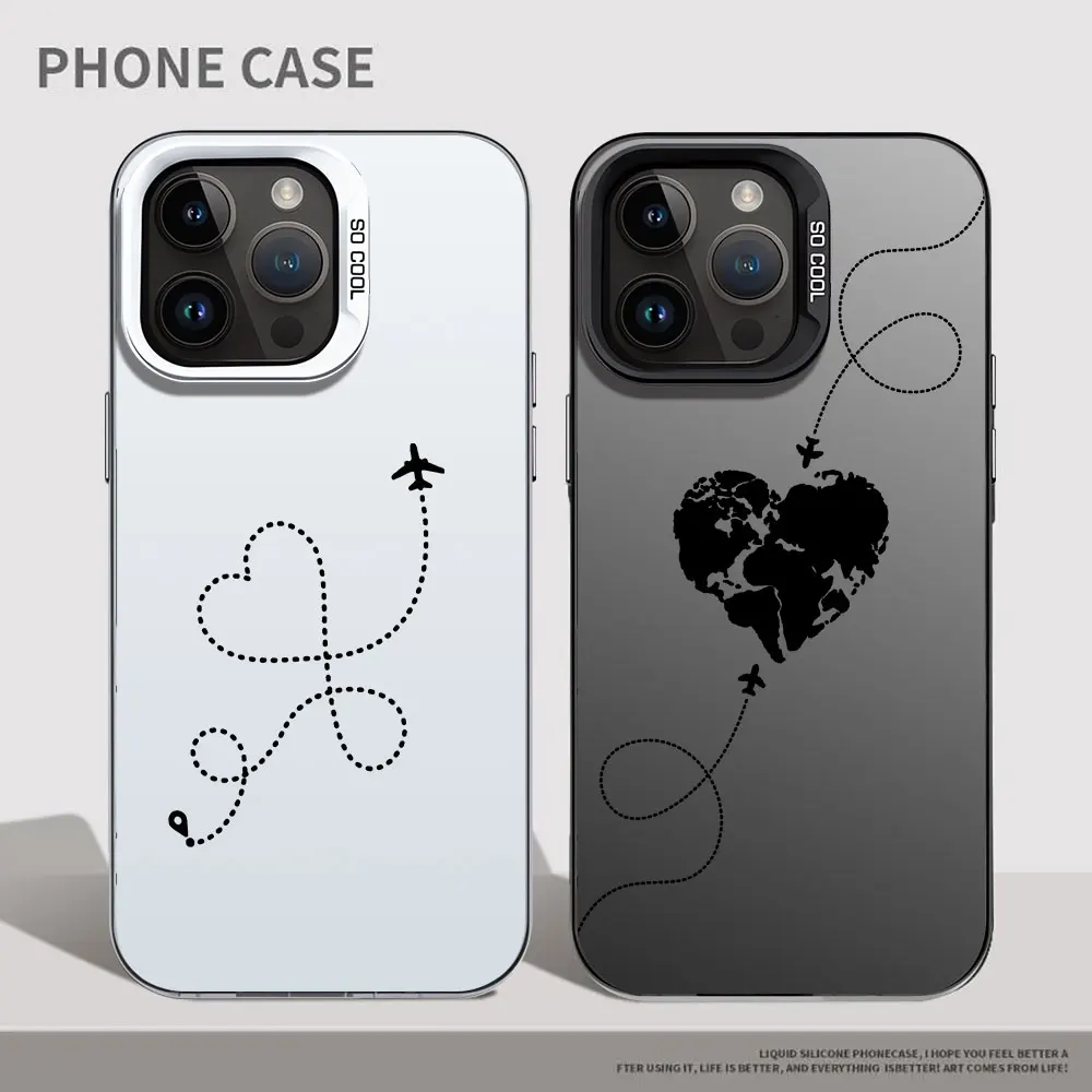Custodia Per Apple Iphone 12 Pro 13 Xr 11 Pro Max X 15 Plus 14 Pro Xs Max 13 Cover Morbida Tpu Silicone Clear Planes World Map Travel