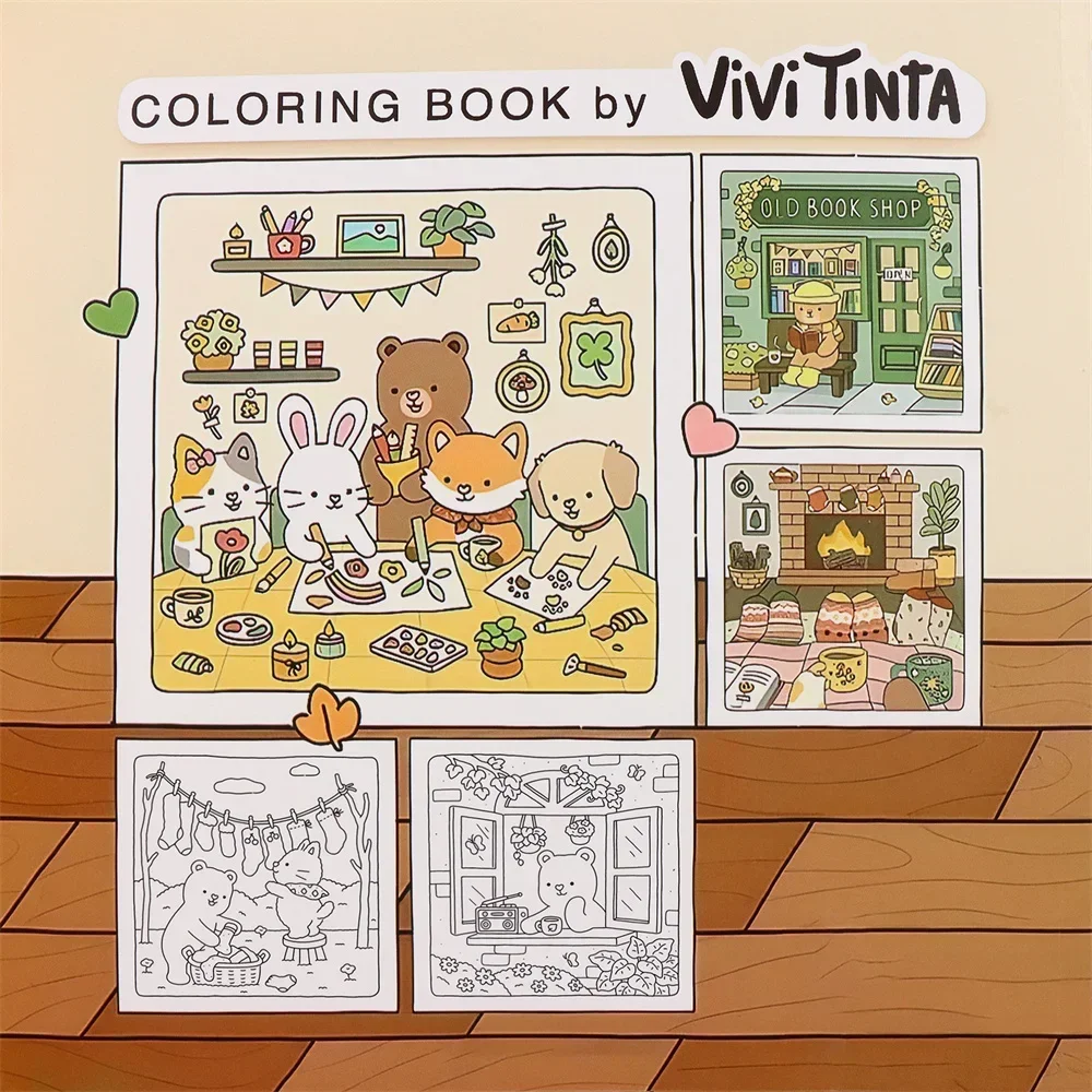 UYEE COZY GIRL Coloring Book Set In Cozy Moments For Relaxation Educational Doodles Book Featuring Adorable Creepy Creatures