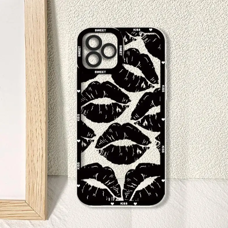 Lip Pattern TPU Phone Case Cover - Stylish Protective Shell