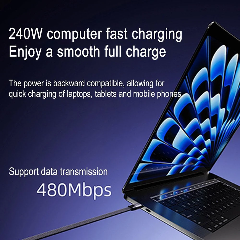 USB C to Type C 240W 2 IN 1 Cable Foldable Holder Data Cord Fast Charging Braided Elbow PD Wire For iPhone 17 16 Samsung Xiaomi 6