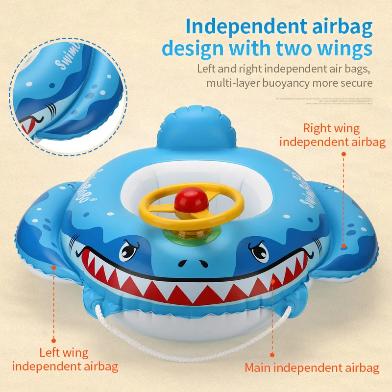 Baby Swimming Pool Float With Water Gun Accessories Shark Swim Ring Inflatable Floating Fun Toys Swim Seat Boat For 3-6Y 4