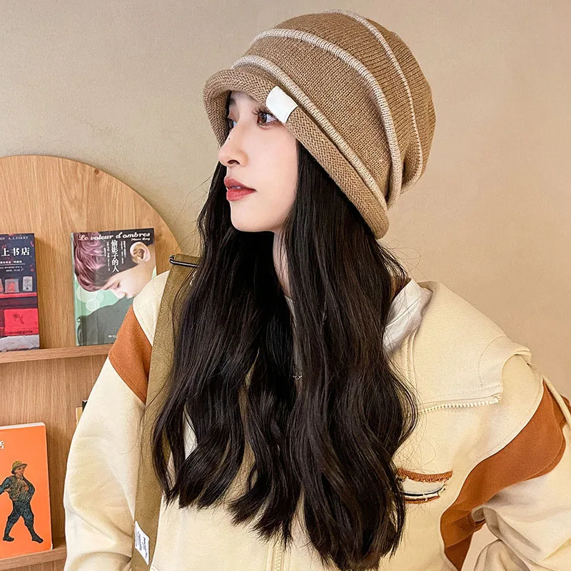 RICYGVM Korean Women Rolled Edge Pullover Hat Baggy Slouchy