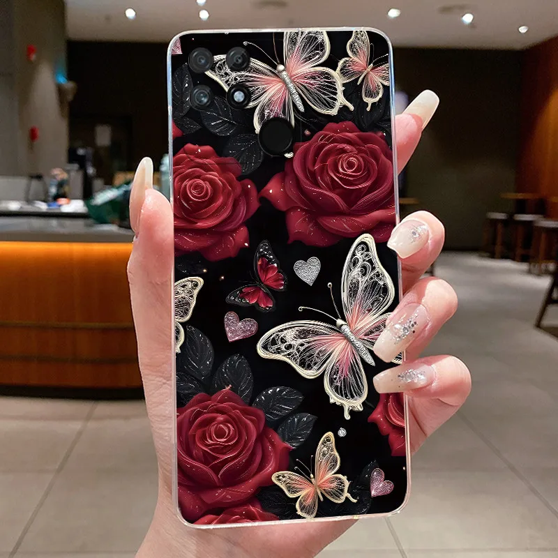 Luxury Clear Butterfly Flowers Soft Phone Case