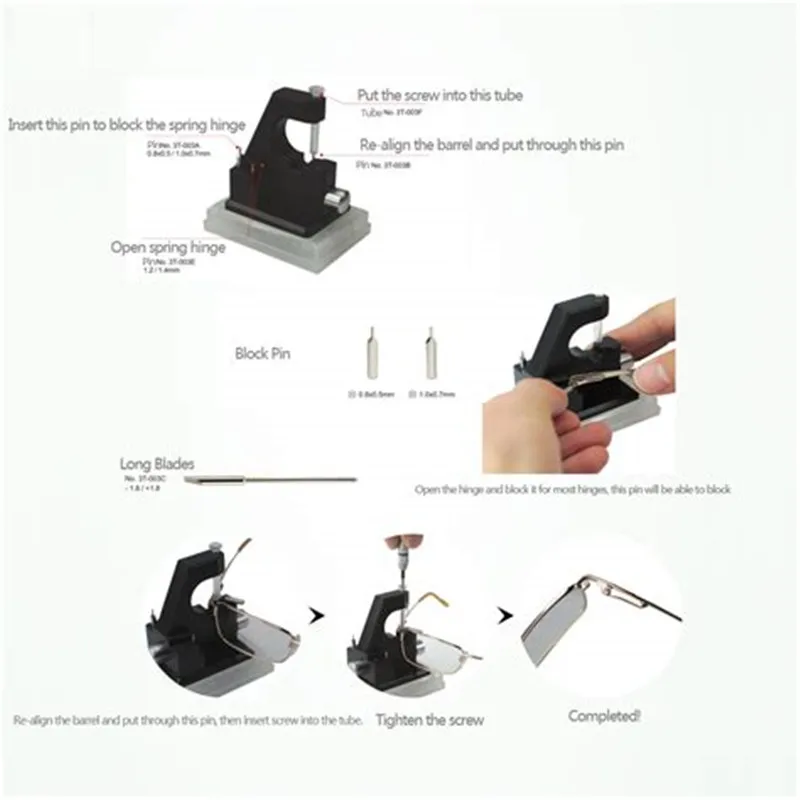 China Hight Quality Optical Eyeglasses Spring Hinge Assembly Tool Repair Assembly Screws Frames Repairing Tools