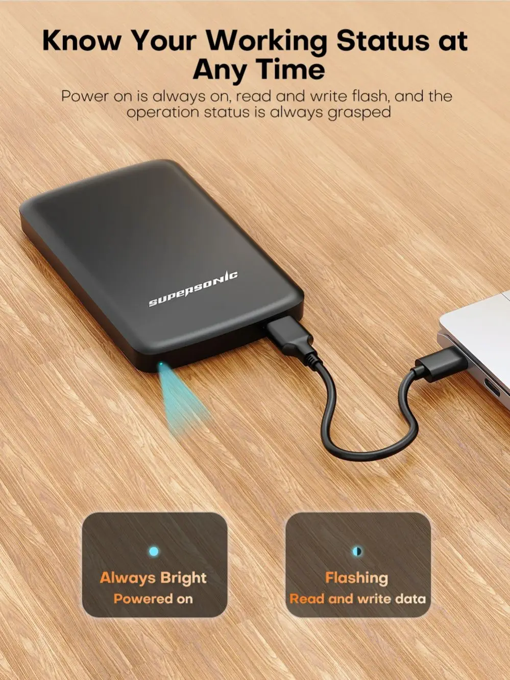 초음속 휴대용 HDD 1TB 외장형 하드 디스크 드라이브 5Gbps 고속 120MB/s PS4/PS3/PS2/스위치용 500GB 휴대용 게임용 HDD