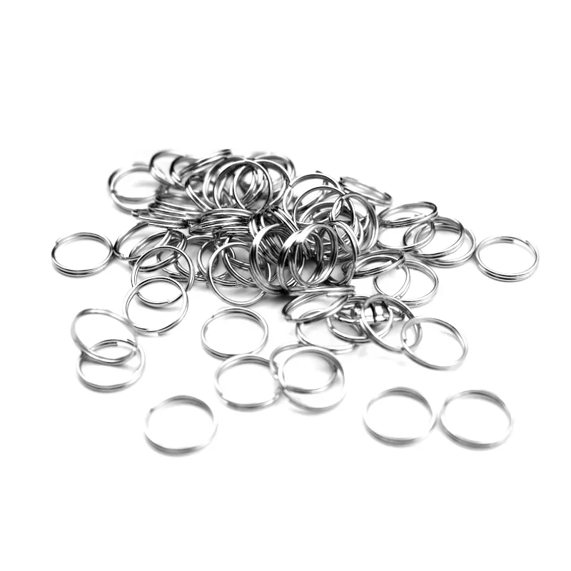 Anéis de divisão de salto em aço inoxidável, conectores de corrente chave para carro, Cute Keychain Gifts, Men's DIY Accessories, 6mm, 8mm, 10mm, 12mm, 15mm, 100 Pcs/Lot