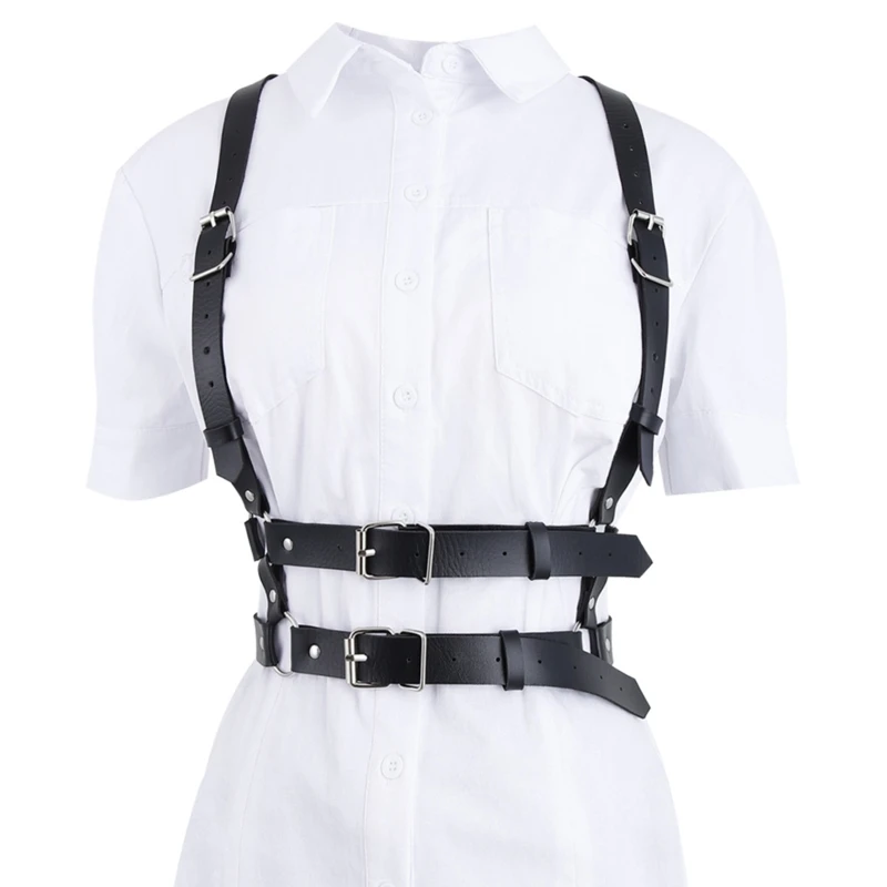 

Punk Waist Belt Women Halloween Leather Skinny Body Adjustable Y Suspender Belts for Party Night Club Waist