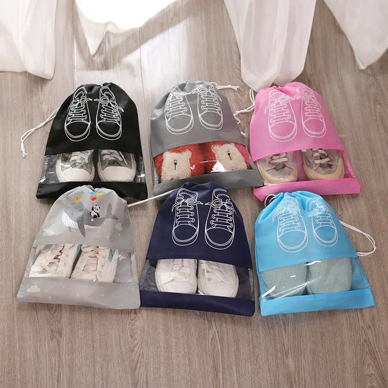

1pcs Travel Shoes Storage Bag Closet Organizer Reusable Drawstring Shoes Organizers Non-woven Portable Dustproof Shoe Bag
