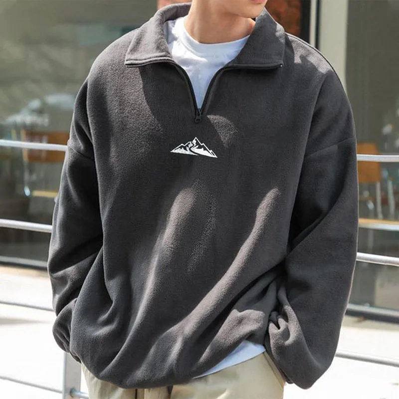Simple and Very Loose Printed Men's Hoodie Top European Code Autumn and Winter New Oversized High-neck Casual Men's Sweatshirt