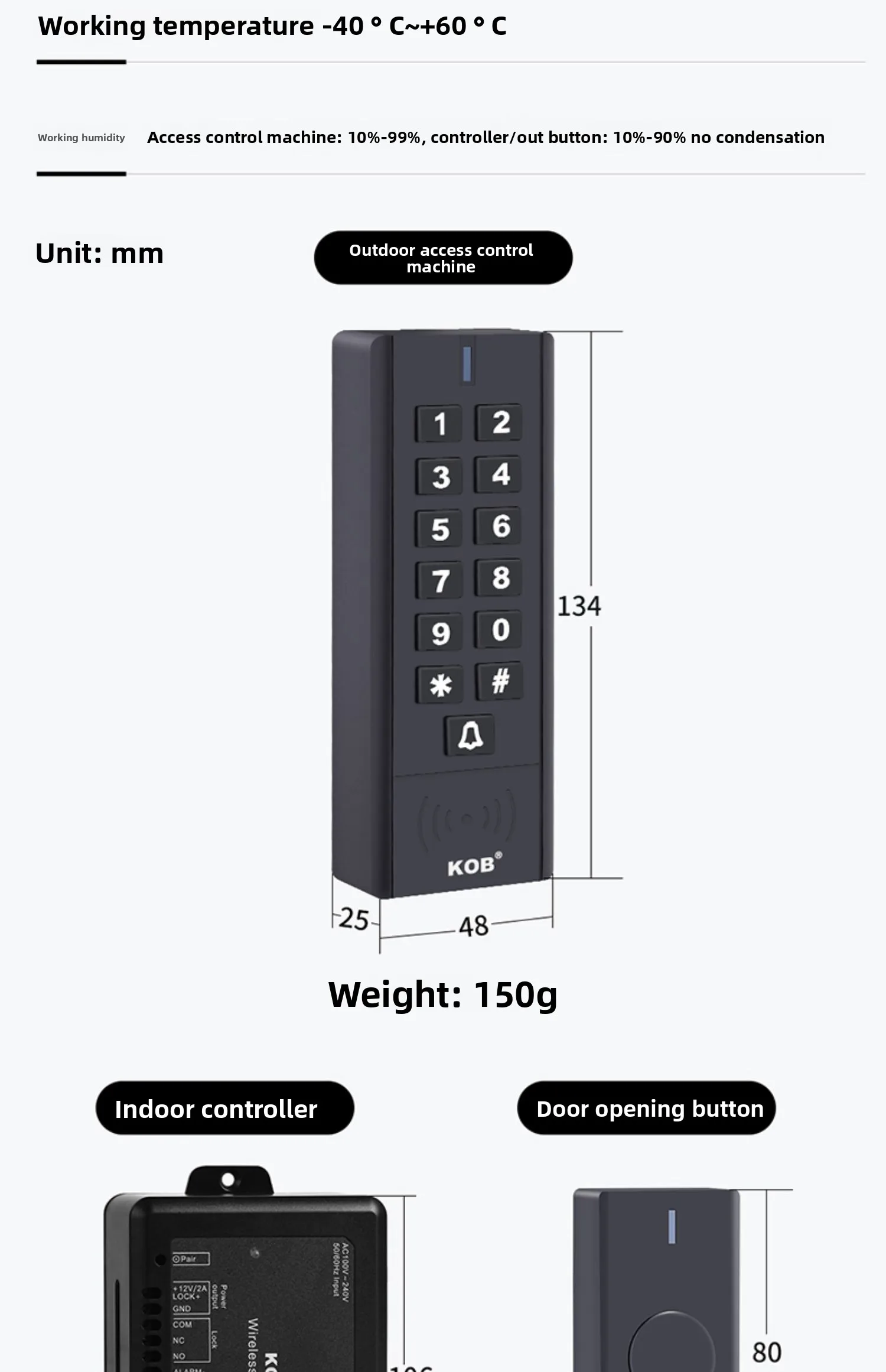 wireless access control system, wire-free card and password integrated machine,