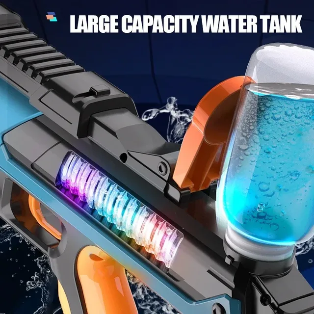 2025 New Electric Continuous Water Gun With Large Capacity Light Automatic Water Absorption Pulse High Pressure Toy Water Gun 5