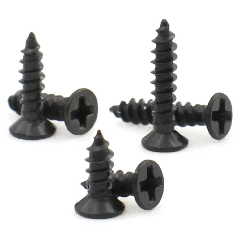 Self Tapping Screw M1 M1.2 M1.4 M1.5 M2 M2.6 M3 M3.5 M4 M5 Cross Black Carbon Steel Phillips Countersunk Flat Head 100/50/20pcs
