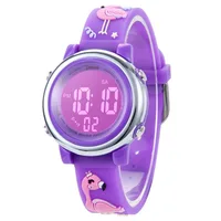 Kids Digital Sport Watches for Girls Boys Waterproof LED Timer with 7 Colors Backlight 3D Cartoon Silicone Band Child Wristwatch
