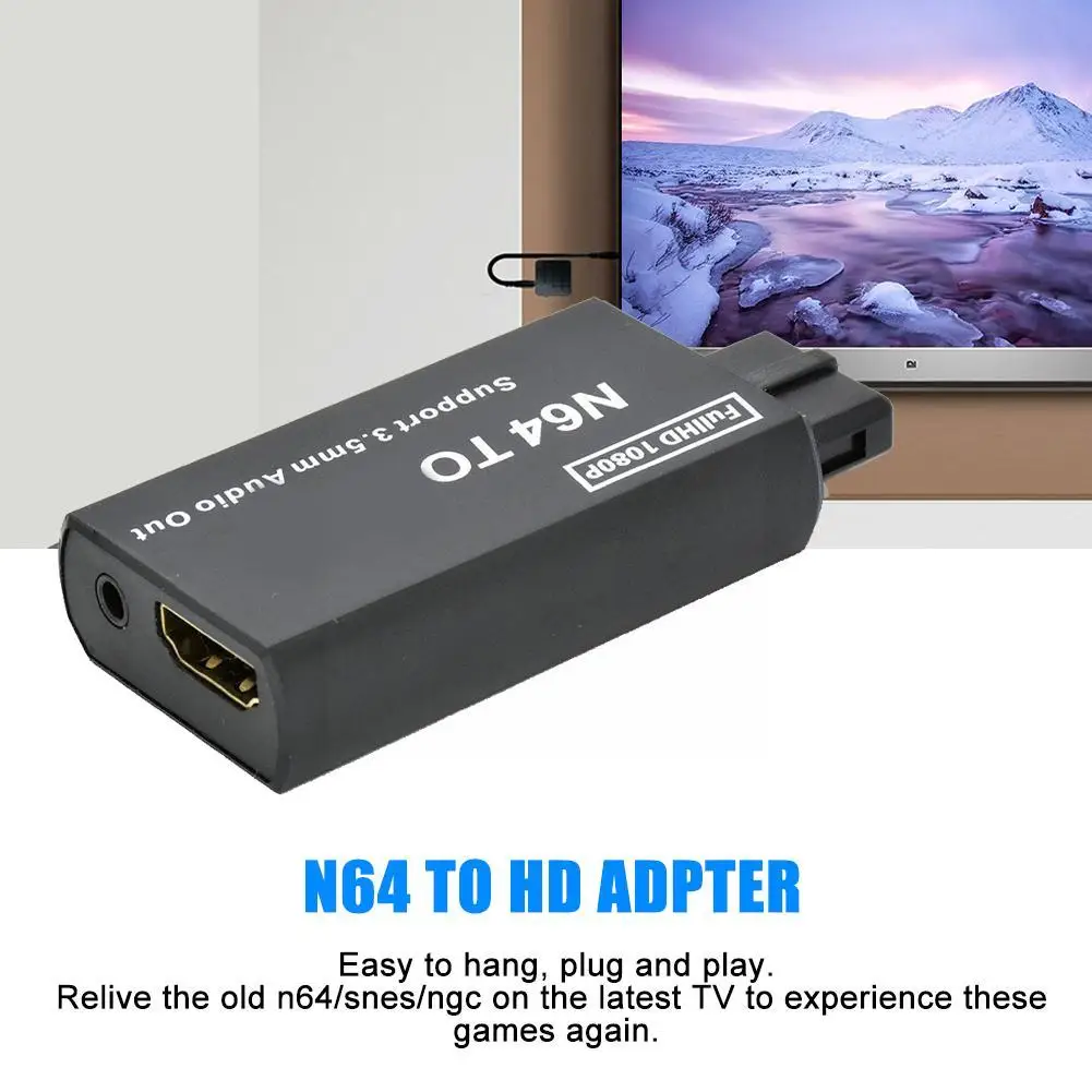 N64 to HDMI 호환 컨버터, HD1080P 게임 콘솔 비디오 변환, 전송 TV 어댑터 프로젝터 및 플러그 플레이