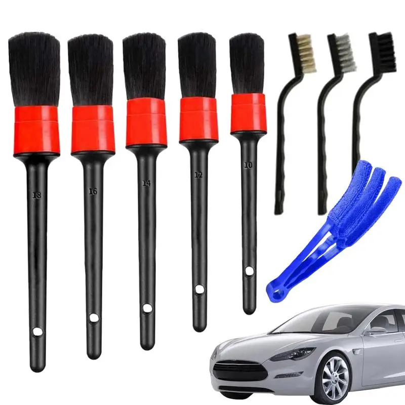 

9pcs Car Detailing Brushes ABS Multifunctional Auto Dust Removal Brushes Set Soft Bristle Interior Cleaning Tool Car Maintenance